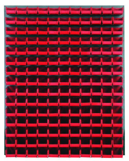 Quantum Storage 48X61 Gray Louvered Panel With Bins Red