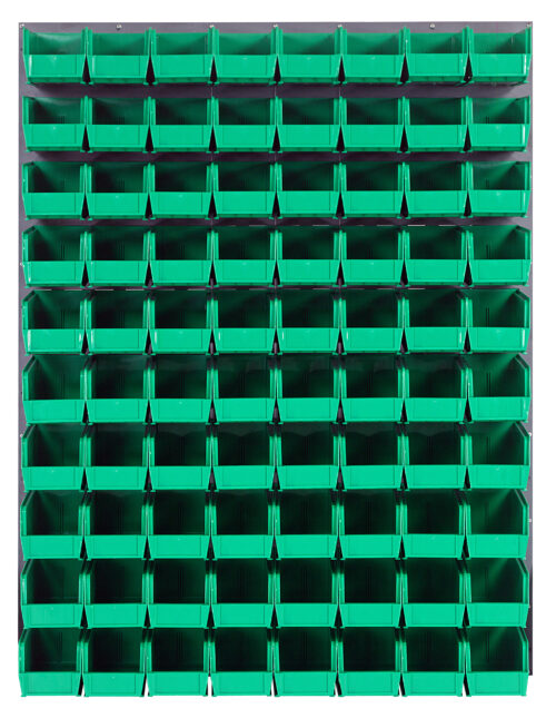 Quantum Storage 48X61 Gray Louvered Panel With Bins Green
