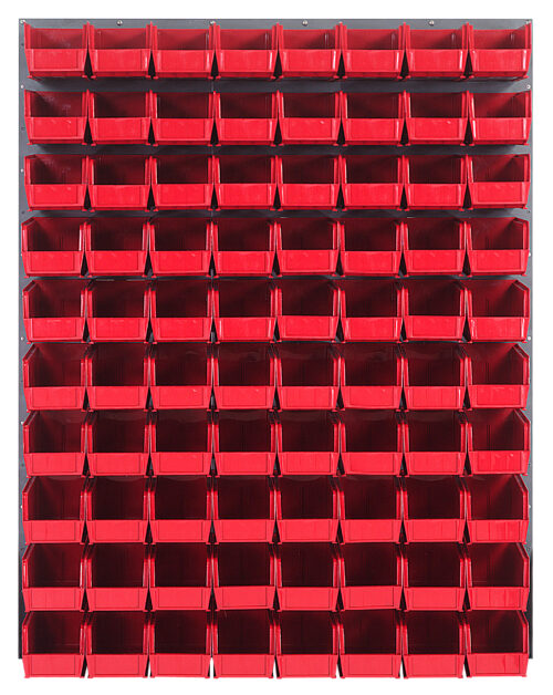 Quantum Storage 48X61 Gray Louvered Panel With Bins Red