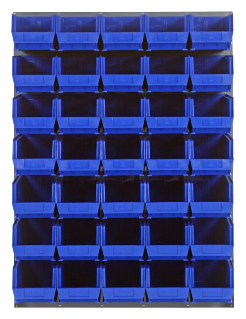 Quantum Storage 48X61 Gray Louvered Panel With Bins Blue