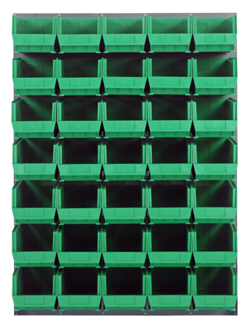 Quantum Storage 48X61 Gray Louvered Panel With Bins Green