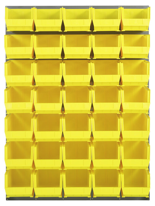 Quantum Storage 48X61 Gray Louvered Panel With Bins Yellow