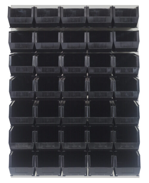 Quantum Storage 48X61 Hc Louvered Panel W/35 Bins Black