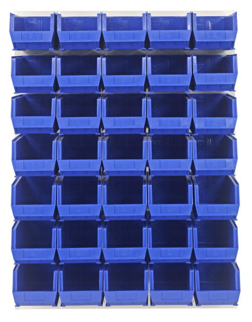 Quantum Storage 48X61 Hc Louvered Panel W/35 Bins Blue