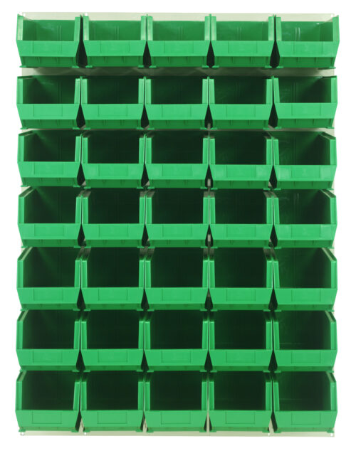 Quantum Storage 48X61 Hc Louvered Panel W/35 Bins Green
