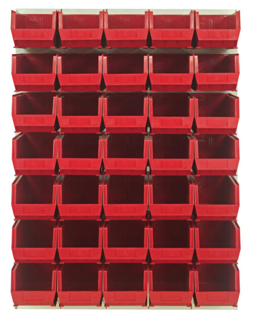 Quantum Storage 48X61 Hc Louvered Panel W/35 Bins Red