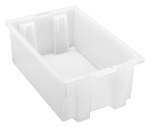 Quantum Storage Stack & Nest Tote Clear  18 in. X 11 in. X 6 in.