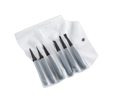 IDEAL-TEK kit 6 Full Plastic tweezers,Carbon fiber